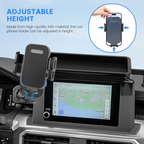 Image of Car Phone Holder Compatible with Toyota Tacoma 2024 2025 Accessories 8-Inch Screen Fixed Clip, Cell Phone Mount with Dash Organizer Center Console Tray Hands-Free 360 Rotation