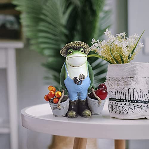 Frog Garden Ornament with Buckets, Funny Frog Garden Statue Outdoor, Decorative Animal Garden Decor - Image 2