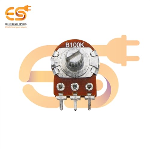 Image of Electronic Spices 100k 6 Pin Round Shaft Dual Gang Rotary Potentiometer (A100,B100) Volume Pot 100K with Knob for Multiple Applications (Pack of 4)