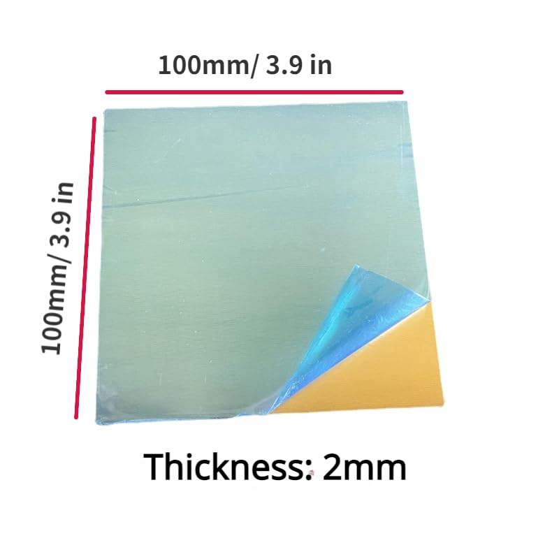 1Pcs Brass Sheet Metal Sheets Plates Thickness 2mm,100mm x100mm, No Scratches, Film Attached Brass Plates for Repairs, Electrical