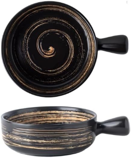 Nordic With Handle Bowl Tableware Baking Bowl(Black)