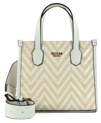 Sac Silvana GUESS blanc et beige mini cabas chic à bandoulière pour femme