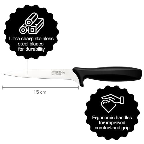 Rockingham Forge Range 15cm Filleting Knife - Lightweight Sharp Stainless Steel Kitchen Knives with Black Handle - Image 4