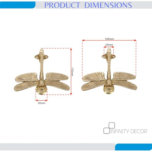 Aldaba de puerta de latón macizo pulido Infinity Decor con forma de libélula 4
