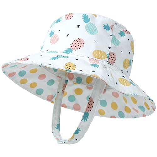 Lapi.zapi Baby Sun Hat Print Pattern Reversible Kids Boy Girls Hat Upf 50+ Sun Protection Beach Bucket Hat Wide Brim (0-6 Months, Spots Fruit) #TOP6