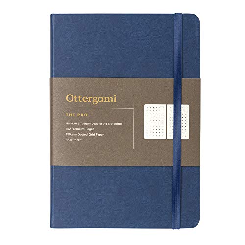 Bullet Cuaderno A5 Journal | 150gsm Papel Notebook | Libretas de puntos Bonitas | The Pro por Ottergami (Azul, Puntos)