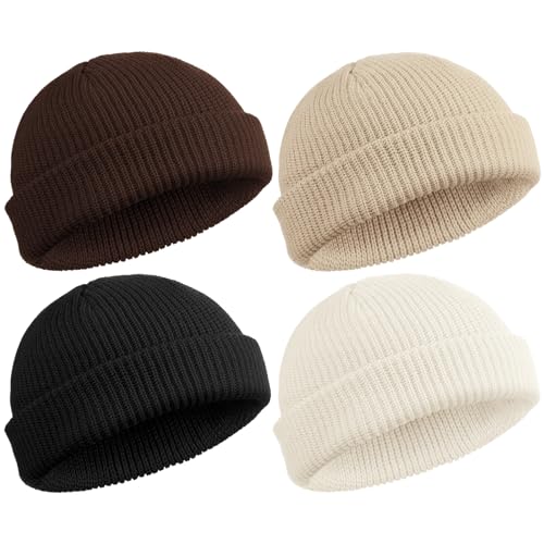 SATINIOR 4 Pieces Trawler Beanie Watch Hat Roll up Edge ...