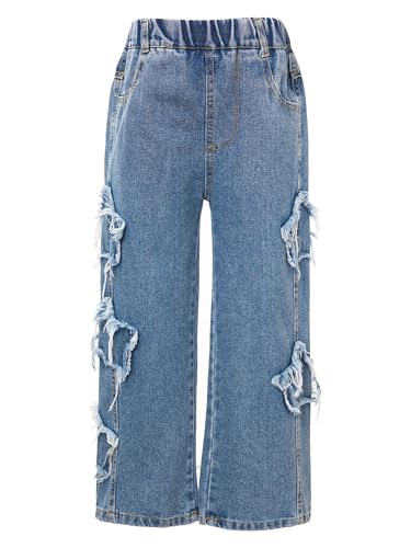 Kids Girls Baggy Jeans Summer Casual Wide Leg Denim Pants Print Star Jeans4