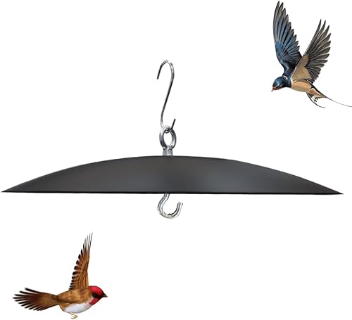 Bafle de comedero de pájaros, protector para casas de pájaros, deflector colgante de metal de 13 pulgadas para exteriores, color negro