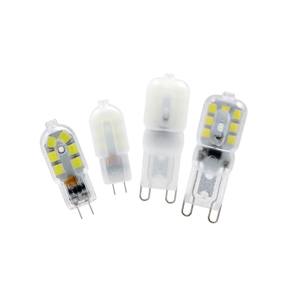 Fengyan Casa Lampadine, Confezione da 50, Mini Faretto LED G4/G9 AC220V 2W SMD2835 Faretto Lampadario con Copertura Trasparente/Lattiginosa Domestico Lampada(Warm White,G4 220V Milky)