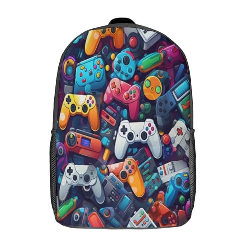 Sac à dos école manettes de jeu imprimé 3D cartable garçon collège 43cm