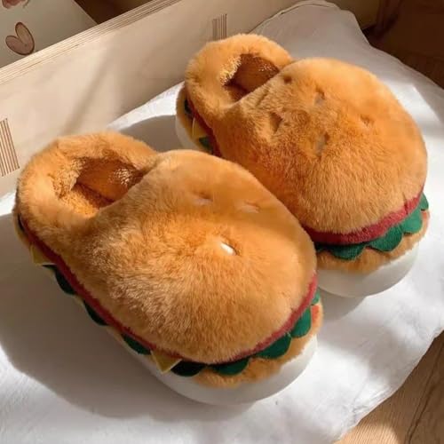 Chaussures de maison burger et pantoufles pelucheuses d'hiver - 4