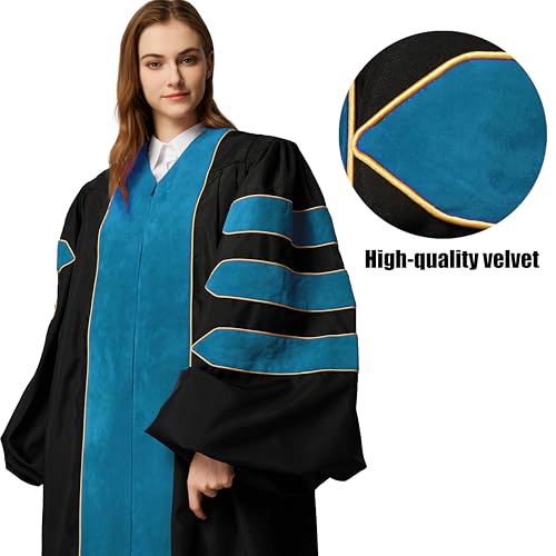 Image of MyGradDay Unisex Deluxe Graduation Doctorate Robe with Gold Piping Available for Customization