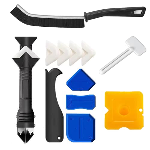 KEQKEV Silikon-Entferner, Fugenmörtel-Entferner, Abdichtungs- und Glättungswerkzeug-Set, Kunststoff-Dichtmittel für Fliesen, Beton, Metall, Glas, Boden, Wand, Dach, Tür, Fliese, Dusche