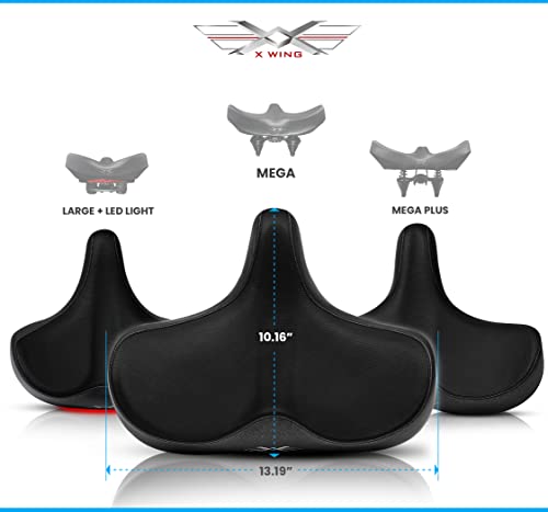 X Wing Mega Bike Saddle Replacement Seat For Adults, Men & Women | Comfortable Padded Cushion, Ergonomic Design & Spacious Seat | Fit For Electric, City, Stationary, Exercise Bicycles & Beach Cruisers #TOP4