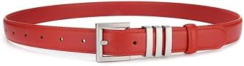Skinny Belts for Women Fashion,Alloy Buckle Thin Belts for Jeans Dress Coat,Adjustable Leather Slim Thin Waist Belt