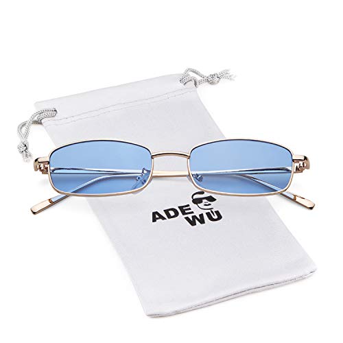 ADE WU Small Narrow Rectangle Sunglasses Womens Mens Retro Y2k 80s 90s UV400 Sunnies