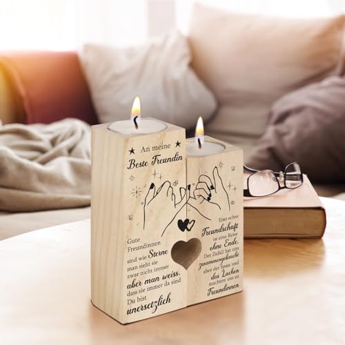 Beste Freundin Geschenke, Geschenk Freundin Weihnachten, Freundinnen Geschenk, Kerzenständer Xmas Geschenke für Freundin, Geburtstagsgeschenk Beste Freundin, Freundschaft Kerzen, BFF Geschenk