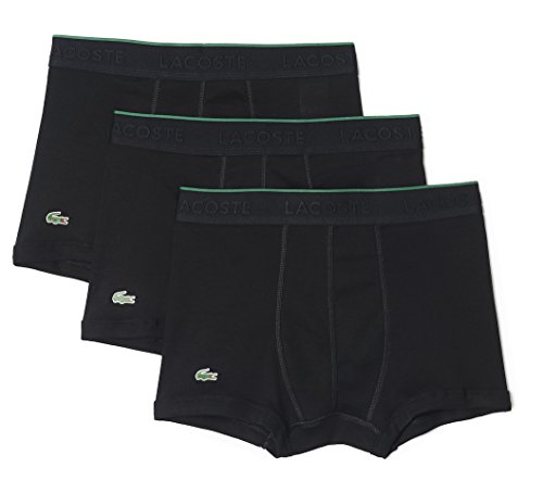 Lacoste Men's Essentials 3-Pack Cotton Trunk, Black, Medium