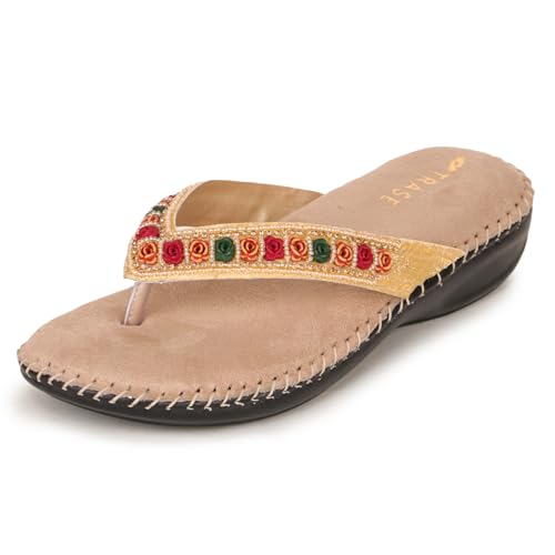 Image of TRASE Orthopedic Comfortable Footwear for Women | Stylish V Strap Chappal with Soft Cushioned Footbed | Perfect Slippers for Woman Daily Use