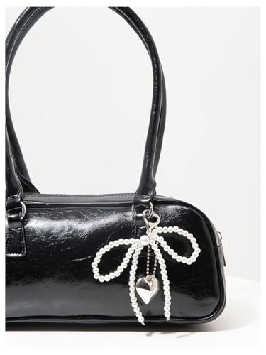 Verdusa Women's Vintage PU Leather Shoulder Handbags Double Strap Square Underarm Bags with Bow Decor4