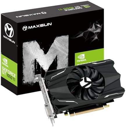 MAXSUN GEFORCE GTX 1050 Ti 4GB GDDR5 128 Bit Video Gaming Graphics Card GPU for Mini ITX Gaming PC, DisplayPort, HDMI, DVI-D, Single Fan Cooling System