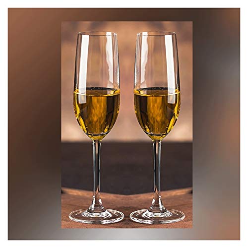 Flauta de vino Copas de vino de cristal de las flautas de Champagne: perfecto for bodas, fiestas y barras, hecha de paquete de vidrio 100% puro - 230ml - 4 piezas. Traje de flauta de champán