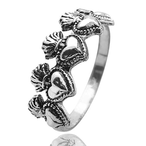  ANELLO SACRI CUORI, in Argento 925 anticato, REALIZZATO SU MISURA, completo di scatola regalo
