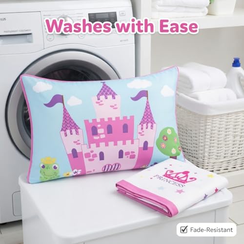 Image of Everyday Kids 2-Pack Standard Size Pillowcases fit Pillows 20 x 26 inch -100% Soft Breathable Microfiber - Perfect for Toddler Little Girl Twin /Full Size Bed - Princess