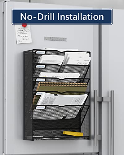 Vdamu 6-Tier Magnetic File Holder - No Drilling Installation File Organizer, Large Capacity Magnetic File Holder For Refrigerator, File Cabinets, Whiteboard, Office, Kitchen #TOP3