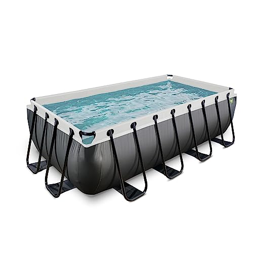 EXIT TOYS Piscine Hors Sol Tubulaire Rectangulaire 400 x 200 x 100 cm avec Pompe à Filtre – pour Familles et Enfants – Cadre en Acier Thermolaqué –...