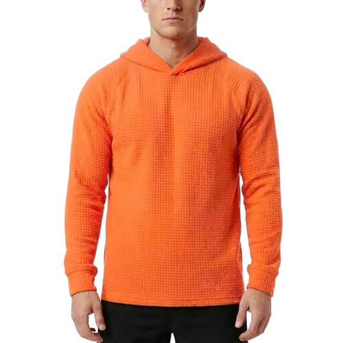 Zengjo Mens Lightweight Hoodie, Thermal Waffle Knit Long Sleeve