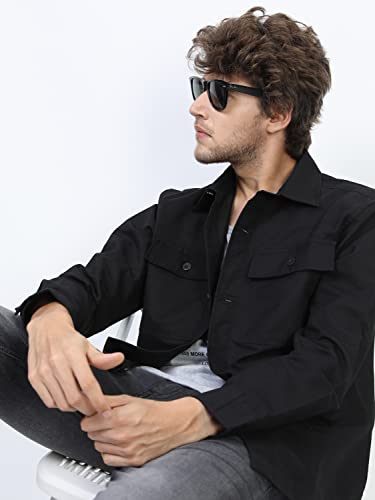 Image of Ketch Men's Polyester Slim Fit Solid Full Sleeve Over Shirt