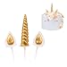 NiceLife Unicorn Cake Topper Polymer Clay Unicorn Horn Ears Set Birthday Cake Decor (Gold)