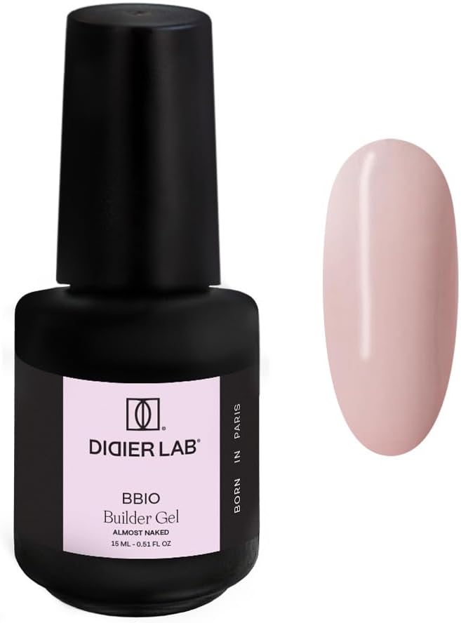 DIDIER LAB BBIO Builder Gel in a Bottle - Almost Naked - Clean Formula Free from HEMA and TPO - Self-Leveling Builder Gel for Nails - Builder in a Bottle Gel for Strengthening Nails - 15ml
