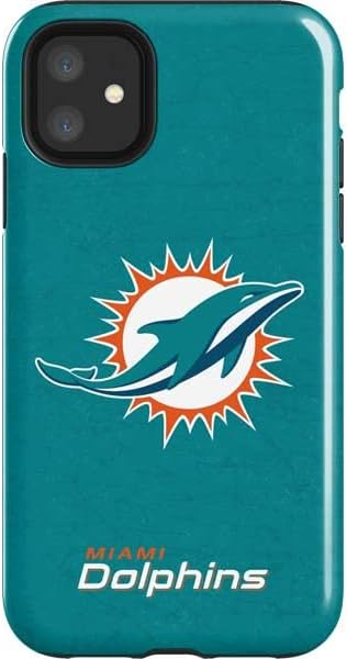 Vista 6 de Skinit Impact Phone Case Compatible with iPhone 11 - Officially Licensed NFL Miami Dolphins Black & White Design