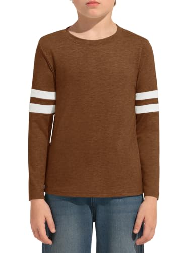 Image of Haloumoning Boys Long Sleeve Shirts Kids Crewneck T Shirts Casual Striped Tops Tees 5-14 Years