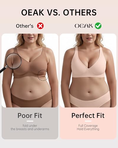 Image of OEAK Womens Deep V Bras Wireless Comfortable Bra Supportive No Underwire Bras Tshirt Push Up Bralettes Plunge Seamless Bra