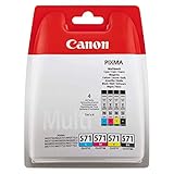 MULTIPACK - Dieses praktische Multipack beinhaltet je eine 7ml fassende Patrone der Canon CLI 571 Tinte, in den Farben: Schwarz, Cyan, Magenta und Gelb