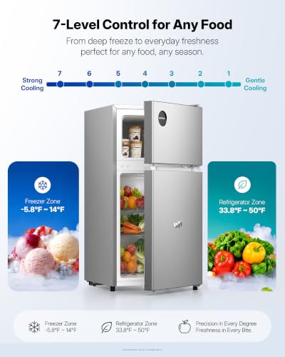 Image of Upstreman Mini Fridge with Freezer, 3.0 Cu.Ft Refrigerator with 2 Doors
