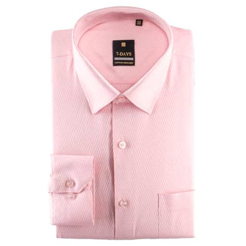 Image of 7-DAYS Premium Men's Formal Shirts - Cotton Rich, Textured Self-Design, Full Sleeve, Regular Fit, Wrinkle Resistant, with Pocket - Perfect for Office