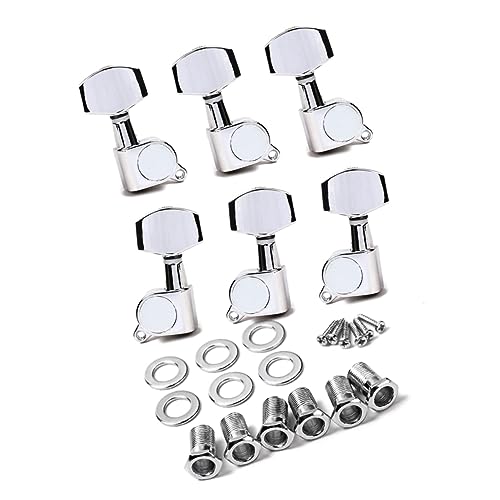 ERINGOGO 6Pcs Sealed Guitar Tuners Set Left Right Hand Machine Heads with Ferrules Bushings for Electric Guitar Easy Installation Compatible with