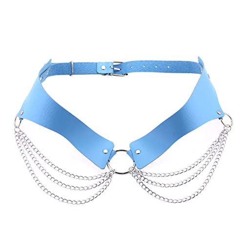 Women Girls Punk Leather Waist Belt - Adjustable Goth Leather Body Waist Belt Accessories