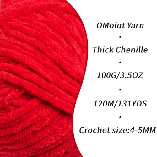 Image of 3 Pack Red Fluffy Velvet Yarn for Crocheting, Chunky Chenille Baby Blanket Yarn for Crocheting, Soft Fuzzy Puzzle Yarn for Knitting, (100g /3.53oz Each) Bulky Thick Amigurumi Crochet Yarns