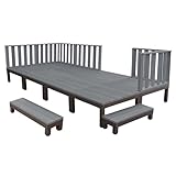 アイガーデン(igarden) アイウッドデッキ PLUS セット 縦柵 ハイフェンス ハイタイプ オリジナル 腐らない 人工木デッキ 縁台 WPC 木樹脂 デッキセットリビング延長 アルミ製 8d6h2sbk(ブラック2.0坪)