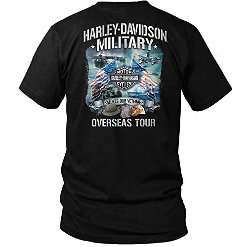 HARLEY-DAVIDSON Military - Men's Bar & Shield Orange on Black T-Shirt - Overseas