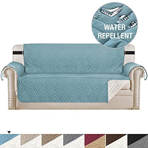 H.versailtex Reversible Sofa Slipcover Bundles Futon Slipcover, Stone Blue #TOP1