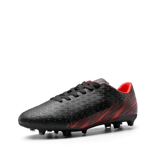 DREAM PAIRS Men's Mega-1 Firm Ground Soccer Cleats Shoes, Black Red, Size 8