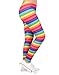 HDE Girl's Leggings Holiday Stretchy Full Ankle Length Striped Tights Rainbow Stripes - 7-8