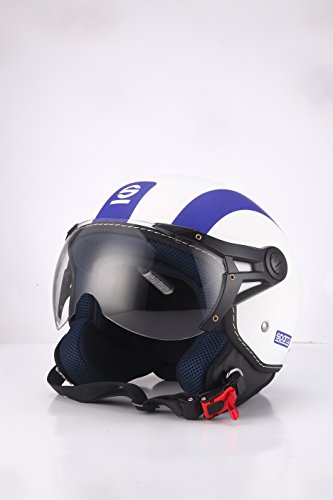 Sparco Riders Demi Jet 69386 Casque Moto, Blanc/Bleu Mat XS Cover
